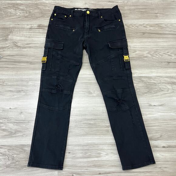 Argonaut Nation Straight Leg Cargo Black Pants Size W38 L32 - Picture 1 of 14